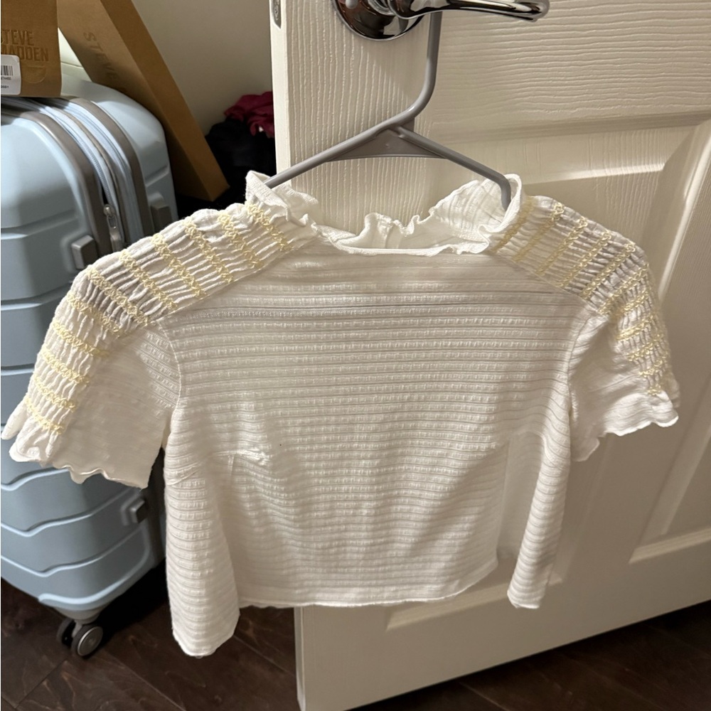 Free People Elegant White Ruffled Women's Top